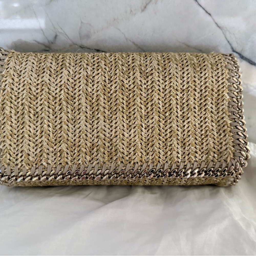 Stella McCartney Natural Beige Woven Crossbody with Gold Chain - Picture 2 of 13